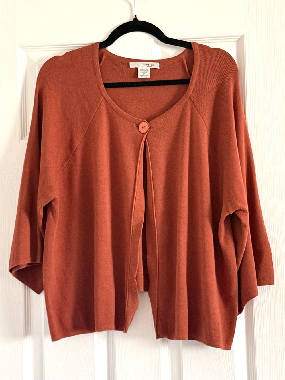 🌻 WD.NY Rust Orange Single-Button Draped Cardigan